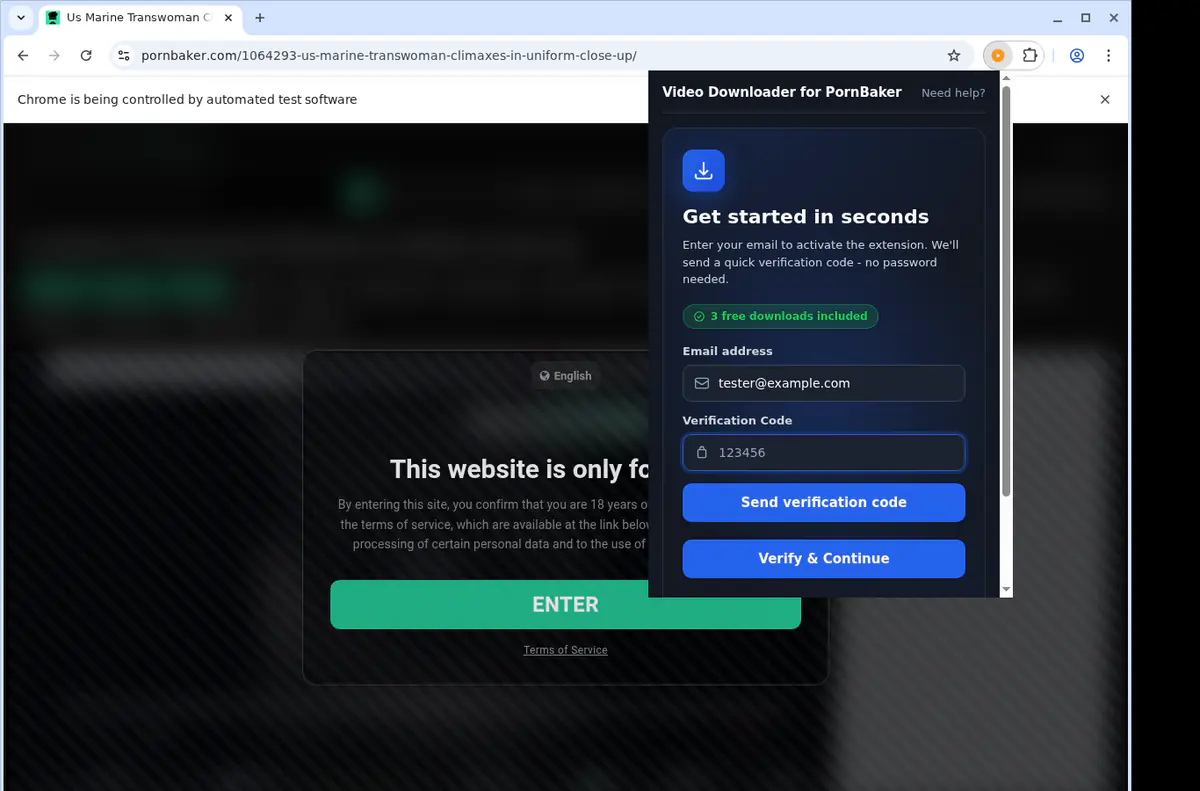 Pornbaker Video Downloader browser extension screenshot 4